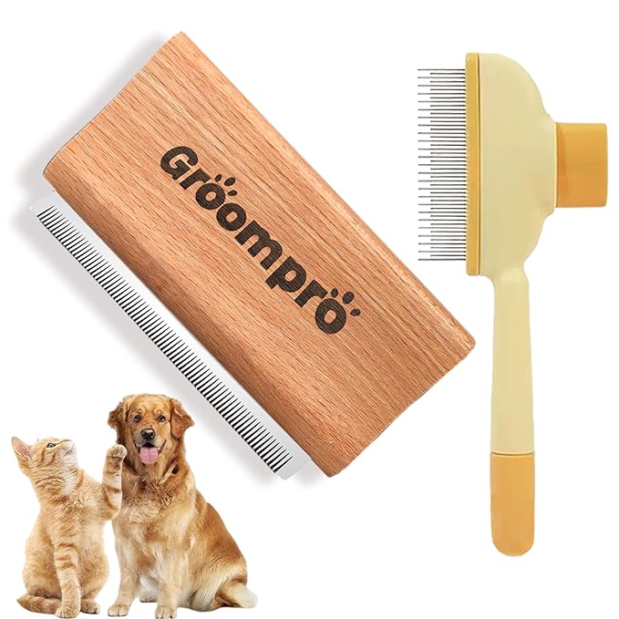Groompro Deshedding Brush, Dog Brush for Shedding, Zen Brush for Cats,Cat Brushes Dog Brus Pet Hair Removal Tool, Painlessly Remove for Short &amp; Long Hair(L(5.3 inch))