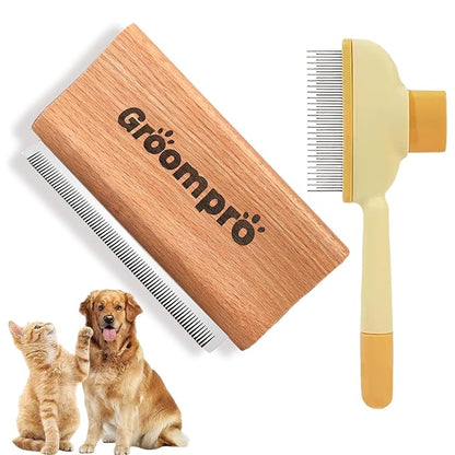 Groompro Deshedding Brush, Dog Brush for Shedding, Zen Brush for Cats,Cat Brushes Dog Brus Pet Hair Removal Tool, Painlessly Remove for Short &amp; Long Hair(L(5.3 inch))