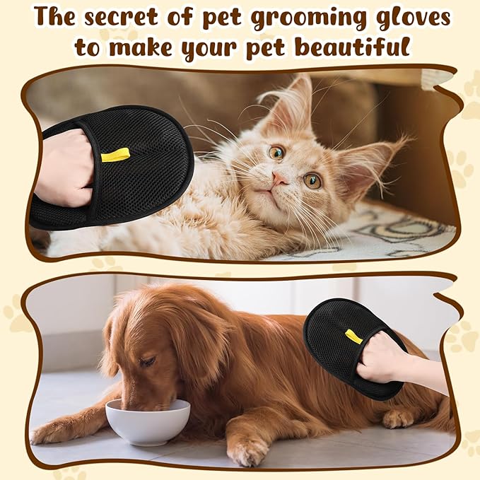 Pet Hair Removal Glove,Electrostatic Efficient Grooming Gloves for Pet Hair,Cat Grooming Gloves,Upgraded Animal Fur Removal Tool,Reusable Cat &amp; Dog Hair Remover for Couch,Carpet,Curtain（2PCS)