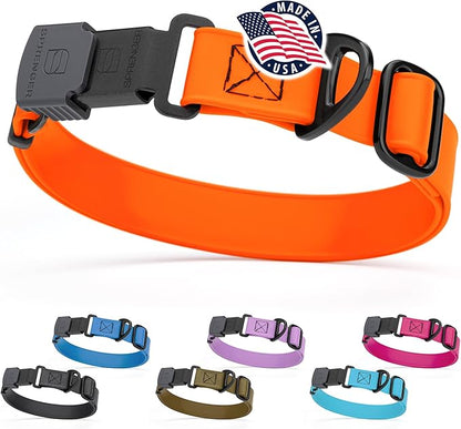 Dogline Biothane Waterproof Dog Collar with Herm Sprenger Black Stainless Steel Quick Release Buckle – Heavy Duty Tactical Durable Collar for Dogs – Comfortable and Safe Pet Collar W1 L 15-25" Orange