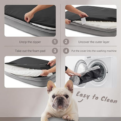 Soft Touch Orthopedic Dog Bed for Medium Dogs with Faux Fur Top, Waterproof Pet Couch Bed with Removable Washable Cover and Supportive Foam Filling (Grey, Medium)