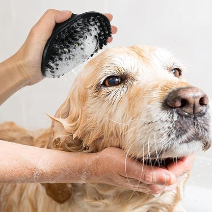 Dog Brush Kit for Grooming Short &amp; Long Haired Dogs &amp; Cats, 4-in-1 Pet Grooming Set with Self-Cleaning Slicker Brush, Deshedding Tool, Shampoo Bath Comb, Massge Comb (Blue Black)