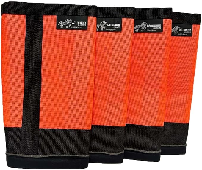 Warrior Fly Boots for Horses - Breathable Mesh Horse Boots for Fly Protection &amp; Leg Comfort - Set of 4 (Knight Warrior, Neon Orange)