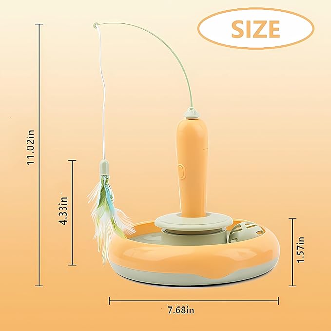 Interactive Cat Toys for Bored Indoor Cats,Automatic Cat Toy 3-in-1 Smart Teaser Wand Featuring Spinning Feather&amp;Rolling Ball Track,Cats Dancer Toy Stimulates Hunting Instincts,Weight Control