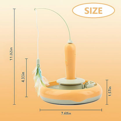 Interactive Cat Toys for Bored Indoor Cats,Automatic Cat Toy 3-in-1 Smart Teaser Wand Featuring Spinning Feather&amp;Rolling Ball Track,Cats Dancer Toy Stimulates Hunting Instincts,Weight Control