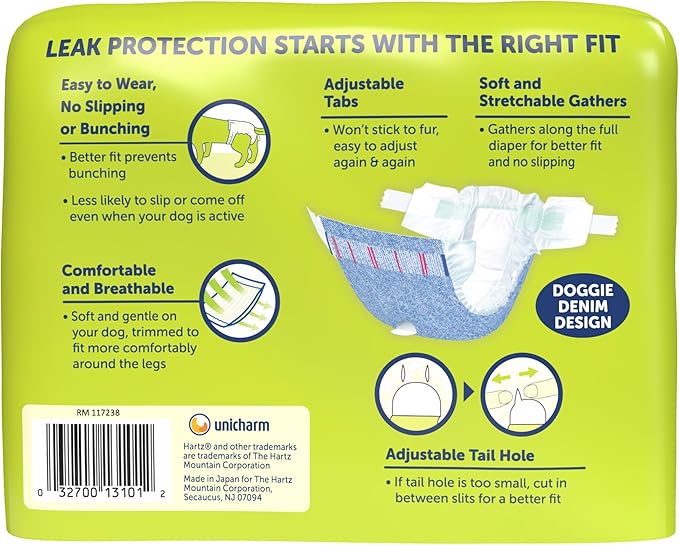 New! Hartz® Comfitables® Disposable Dog Diapers, Size Small 12 Count, Comfortable &amp; Secure Fit, Easy to Put On, Super Absorbent Male and Female Diaper