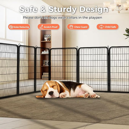 32 Inch Dog Playpen - 16 Panels Metal Pet Exercise Pen for Small-Medium Dogs, Indoor/Outdoor Dog Fence for Yard, Garden, Camping &amp; RV Travel
