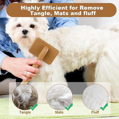 Slicker Brush for Dog, Doodles and Poodle Brush, for Tangles, Fluff Coat, Curly Hair Pets, Remove Loose Fur, Matts, Undercoat, Double Coat, 24mm Pins, 3.5&