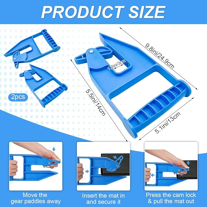 2-Pack Heavy Duty Mat Grippers – Stall Mat Movers for Horse Barn, Gym, Trailer &amp; Rubber Flooring – Ergonomic Mat Puller for Easy Lifting &amp; Moving – Durable, Non-Slip Handles for Secure Grip