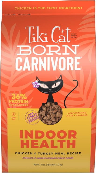 Tiki Cat Born Carnivore Indoor Health Dry Cat Food, Chicken &amp; Turkey Meal, 6 lbs. Bag