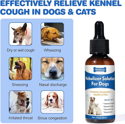 Natural Nebulizer Solution – Promotes Respiratory Health for Dogs &amp; Cats – Immune Support | Sinus, Allergies &amp; Kennel Cough Relief | Gentle Herbal Formula, 60ml