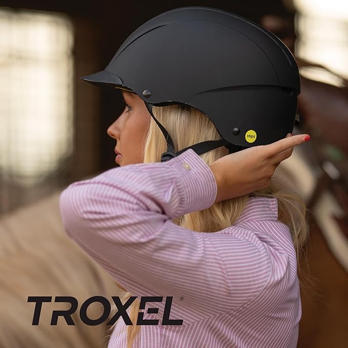 Troxel Spirit Full Coverage Horse Riding Helmet, Low-Profile &amp; Adjustable Design, Safety Horseback Riding Gear, Small (6-1/2-6-7/8), Black Duratec