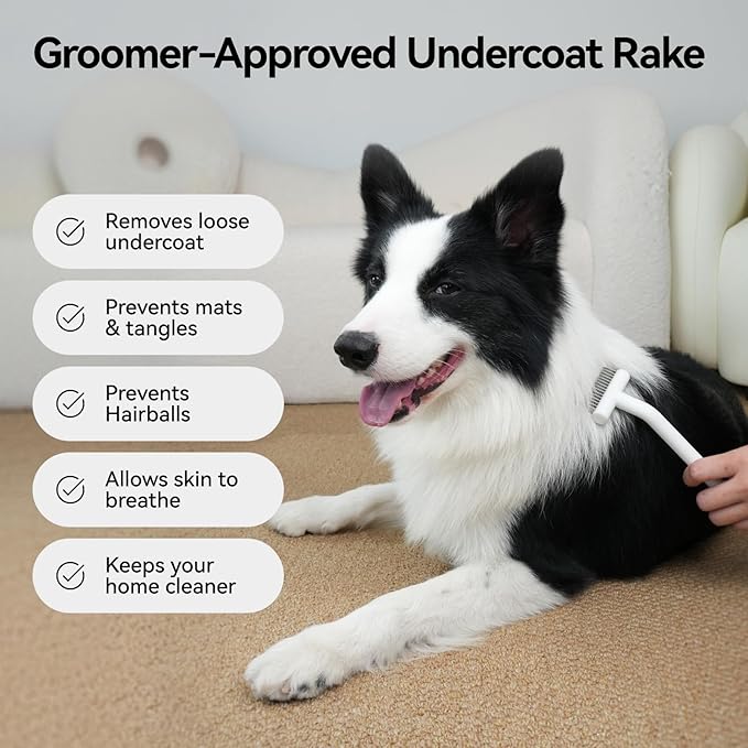 aumuca Undercoat Rake for Cats &amp; Small/Medium Dogs – Deshedding Brush &amp; Dematting Comb for Double-Coated Pets with Long or Short Hair, Matted Fur – Grooming Tool for Kitten, Puppy, Rabbit and Horse