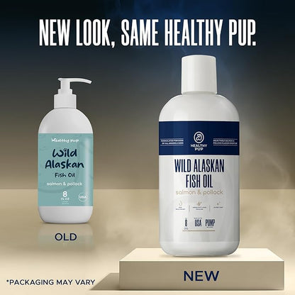 Wild Alaskan Salmon Oil for Dogs with Pollock - 8 oz of Pollock and Salmon Oil, Omega 3, EPA, and DHA - Dogs Skin and Coat Supplement - Made in USA