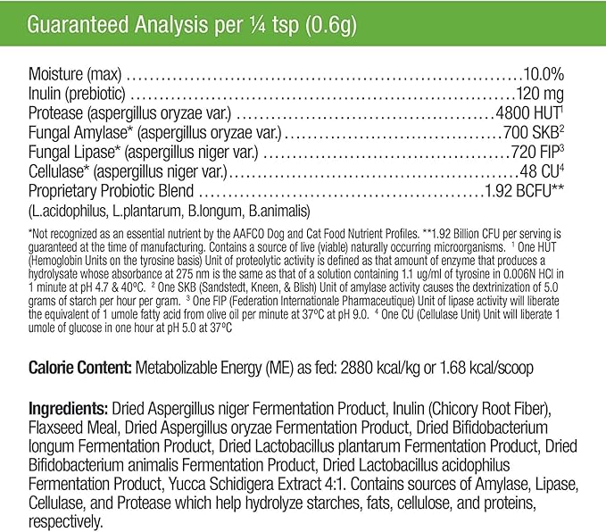 Only Natural Pet Complete Gut Health Complex - Probiotics &amp; Digestive Enzyme Supplement for Dogs &amp; Cats - Promotes Healthy Digestion, Immune System, Nutrient Absorption -3.5oz Powder (Pack of 2)