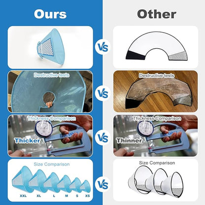 Supet Dog Cone Collar Adjustable After Surgery, Comfortable Pet Recovery Collar &amp; Cone for Large Medium Small Dogs, Elizabethan Dog Neck Collar Plastic Practical