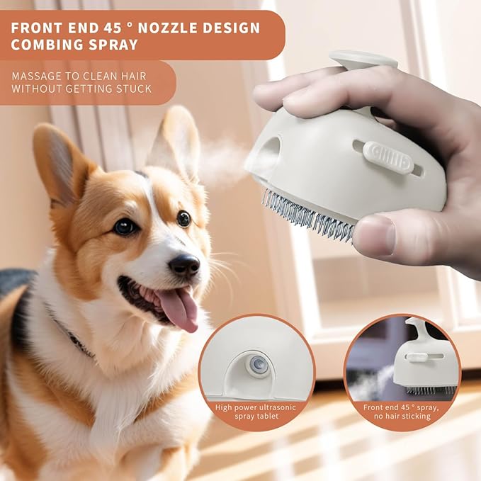 Cat Steam Brush for Shedding, 4 in 1 Rechargeable Steam Brush for Cats and Dogs, Anti-Static, Massage, Cleaning, Shedding &amp; Combing All In One!