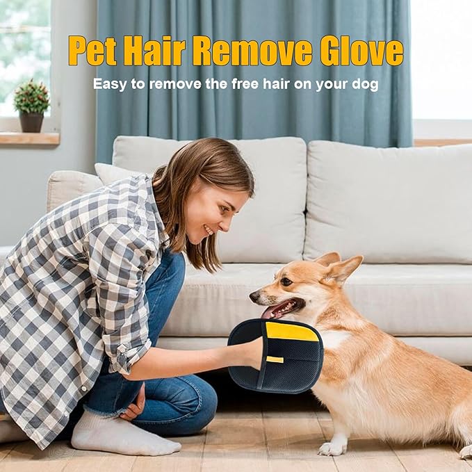 Pet Hair Removal Glove-2 Pack Reusable Electrostatic Pet Hair Remover Glove, Pet Hair Removal Tool for Cats &amp; Dogs - Suitable for Couch, Clothing, Carpet, Furniture, Car Seats