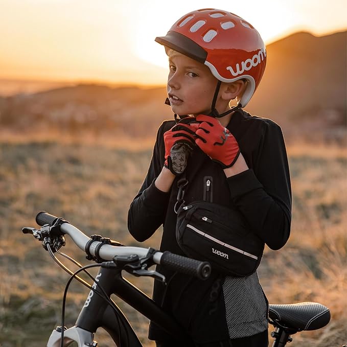 woom TENS Bike Gloves, Child’s &amp; Youth Bicycle Full Finger Protection with Grip for Road Cycling &amp; Mountain Biking (Boys &amp; Girls)