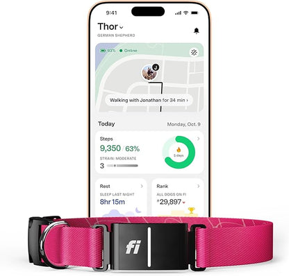 New Fi Series 3+ Smart Dog Tracker Collar – AI GPS for Dogs, Health &amp; Behavior Monitor, Virtual Fence, Escape Alerts, Waterproof, Apple Watch Compatible 12Mo Membership Included