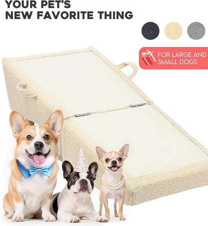 Dog Stairs for Small Dogs and Cats – 2-in-1 Dog Ramp for Bed and Couch, 16.5&