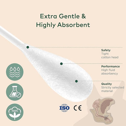 Cotton Swabs for Dogs and Cats - Cat &amp; Dog Ear Cleaner Long Cotton Swab - Extra Large Cotton Head, Cat &amp; Dog Ear Cleaning Kit for Puppies, Multipurpose Pet Cotton Swabs (Extra Large 100 Buds)