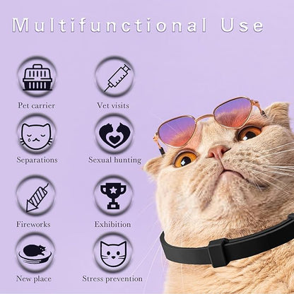 Simnice Calming Collar for Cats - 4 Pack, Adjustable Calming Collar for Cats - Pheromone Cat Collars for Anxiety &amp; Stress Relief, Water-Resistant &amp; Long-Lasting Effect (Black)