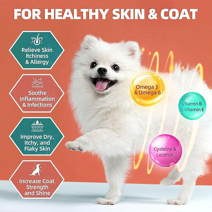 Dog Multivitamin with Glucosamine, Omega 3, Minerals, Probiotics and Enzymes, Dog Vitamins and Supplements for Joint, Skin &amp; Coat Care, Digestive and Immune Health, Chicken Flavor - 120 Chews