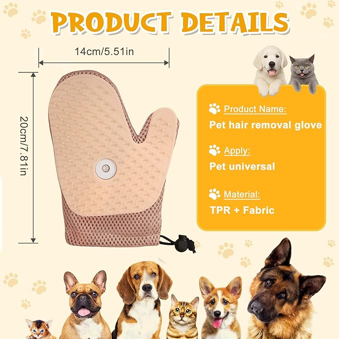 Pet Hair Removal Glove,2025 New All-in-One Grooming Mist Pet Hair Remover Gloves, Pet Hair Remover Glove for Cats &amp; Dogs,Double-Sided Reusable Gloves for Couch, Clothing,Carpet (Pink)