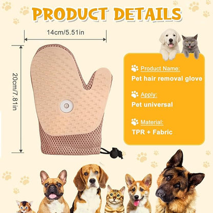 Pet Hair Removal Glove,2025 New All-in-One Grooming Mist Pet Hair Remover Gloves, Pet Hair Remover Glove for Cats &amp; Dogs,Double-Sided Reusable Gloves for Couch, Clothing,Carpet (Pink)