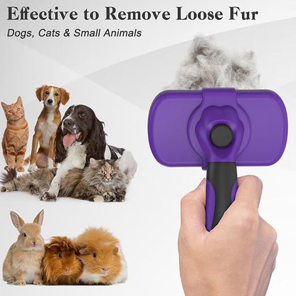Swihauk Self Cleaning Slicker Brush for Dogs &amp; Cats, Skin Friendly Pet Grooming for Shedding, Deshedding, and Hair Removal - Puppy Brush for Long Haired Pets, Pet Supplies, Purple