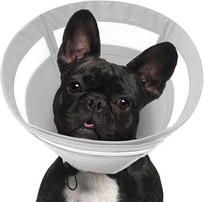 SAWMONG Soft Dog Cone for Small Dogs, Adjustable Pet Recovery Collar to Stop Licking, Comfy Elizabeth E-Collar for Dogs After Surgery Alternative (S,Grey)