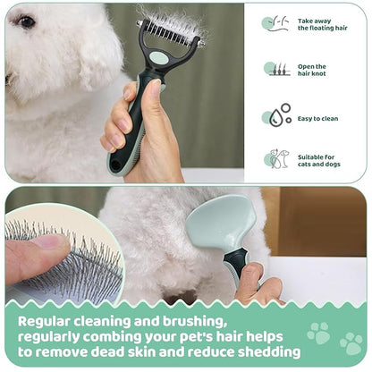 8-in-1 Pet Grooming Kit for Dogs &amp; Cats - Includes Slicker Brush, Nail Clippers, Comb, Scissors, Toothbrush &amp; Collapsible Bowl - Deshedding, Hair Trimming &amp; Care Set, Travel Bag
