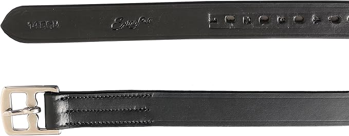Exion Pre-Stretched Leather Stirrup Leathers for English Saddles | Premium Vegetable-Tanned Non-Stretch Stirrups for Jumping, Dressage &amp; Schooling | 18-Hole Numbered Adjustment &amp; SS Buckles