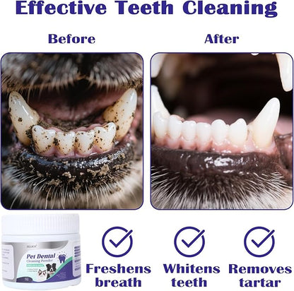 Dog Teeth Cleaning Powder, Dog Dental Powder and Cats Breath Freshener, Bad Breath &amp; Tartar Remover for Pets, Suitable for Large, Medium &amp; Small Canine(Blue)