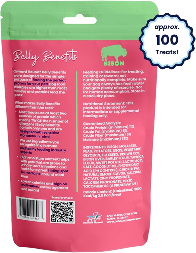 Training Treats for Dogs - Soft Bison - Low Calorie Dog Training Treats for Sensitive Stomachs with Single Source Premium Protein, Corn Free, &amp; Soy Free Formula - 4 oz