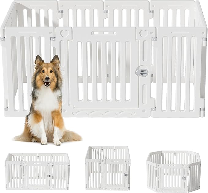 Dog Playpen with Door, DIY Shape Combination Puppy Pen,25.5" H 10-Panel Dog Fence,Non-Slip &amp; Secure Pet Gate, Easy to Assemble