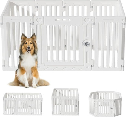 Dog Playpen with Door, DIY Shape Combination Puppy Pen,25.5" H 10-Panel Dog Fence,Non-Slip &amp; Secure Pet Gate, Easy to Assemble