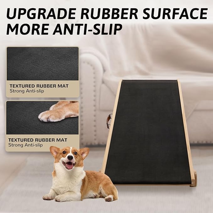 ABORON Dog Ramp,Adjustable Folding Pet Ramp for Bed,Couch,SUV - High Traction Portable Rubber Paw Ramps,Great for Small &amp; Large Old Dogs &amp; Cats, Supports up to 200 lbs
