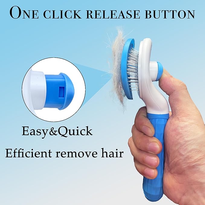Pet Gromming Kit Nail Clipper&amp;Hair Brush for Dog&amp;Cat Brush Self Cleaning Slicker Brush with Release Button, Dog Shedding Brush for Cat Grooming Comb Rabbit Nail Clipper with Nail File Dog Claw Trimmer