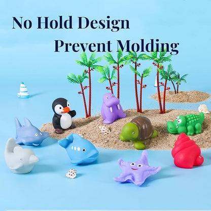 XY-WQ Bath Toys No Hole, for Infants&amp; Toddlers, No Hole Bathtub Toys (Sea Animals Ⅱ, 9 Pcs with Mesh Bag)