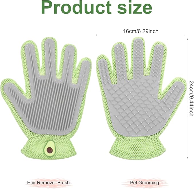 2 in 1 Pet Grooming Glove for Cats &amp; Dogs, Efficient Deshedding Brush Pet Long Short Fur Removal Glove, Gentle Massaging Puppy Kitten Bathing Grooming Brush Tool, Easy Clean Floating Hair Mitt