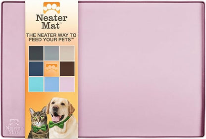 Neater Pet Brands Neater Mat Pet Mats for Food and Water, Cat &amp; Dog Bowl Mat Waterproof Silicone, Feeding Tray, Dog Food Mats for Floors, Placemat w/Raised Edge for Under Bowls, 32" x 24", Light Pink