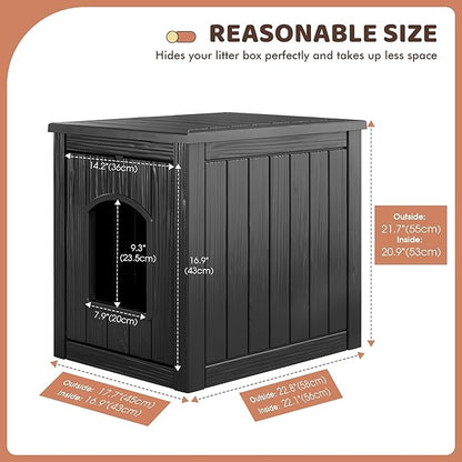 Outdoor &amp; Indoor Dog House for Weatherproof and Stylish Furniture, Insulated Dog House Outdoor, Multi - Use for Small and Medium Dogs (Black, 22.8" L × 17.7" W × 21.7" H)