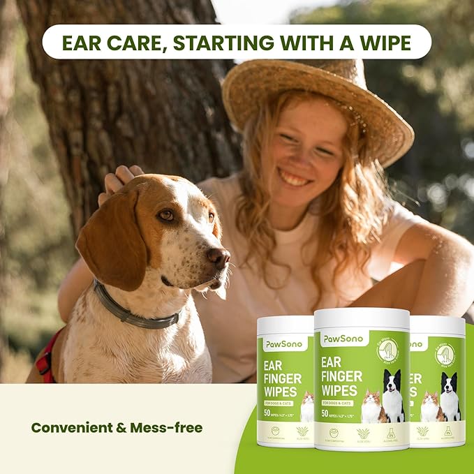 Dog Ear Finger Wipes for Dogs &amp; Cats, 150 Count
