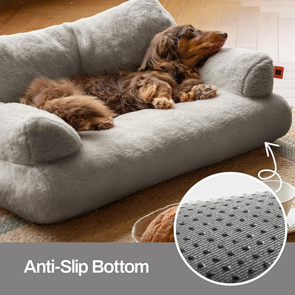 MEWOOFUN Cat Bed for Indoor Cats, Washable Dog Beds for Small Dogs &amp; Cats with Removable Cover, Fluffy Cat Couch with Non-Slip Bottom (Grey, 26.0" L X 19.0" W X 13.0" Th)