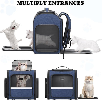 Pawtners Dog Backpack Carrier Dog Carrier with Anti-Scratch Mesh with Great Ventilation, Large Pet Carrier Backpack for Small Dogs &amp; Large Cats, Foldable Designed Pet Backpack Perfect for Travel