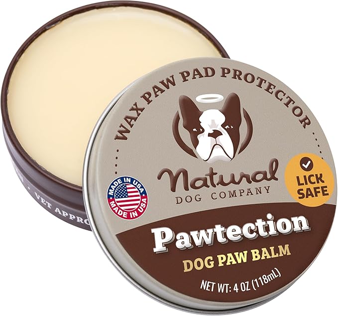 Natural Dog Company PawTection Balm for Dogs, Dog Paw Protector, Moisturizing Dog Paw Balm for Dry, Cracked Pad, Protects Paw from Extreme Weather, Paw Lotion for Allergies &amp; Itching (4 oz Tin)