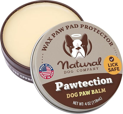 Natural Dog Company PawTection Balm for Dogs, Dog Paw Protector, Moisturizing Dog Paw Balm for Dry, Cracked Pad, Protects Paw from Extreme Weather, Paw Lotion for Allergies &amp; Itching (4 oz Tin)
