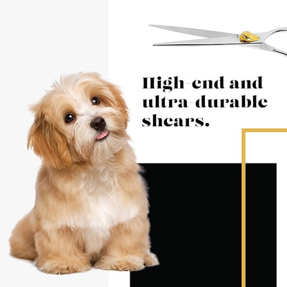 Sharf Gold Touch Pet Grooming Shear | Straight Cat &amp; Dog Grooming Scissors | 6.5 Inch | 440c Japanese Stainless Steel Pet Dog Shearing Scissors | Animal Shears with Removable Comfort Rings